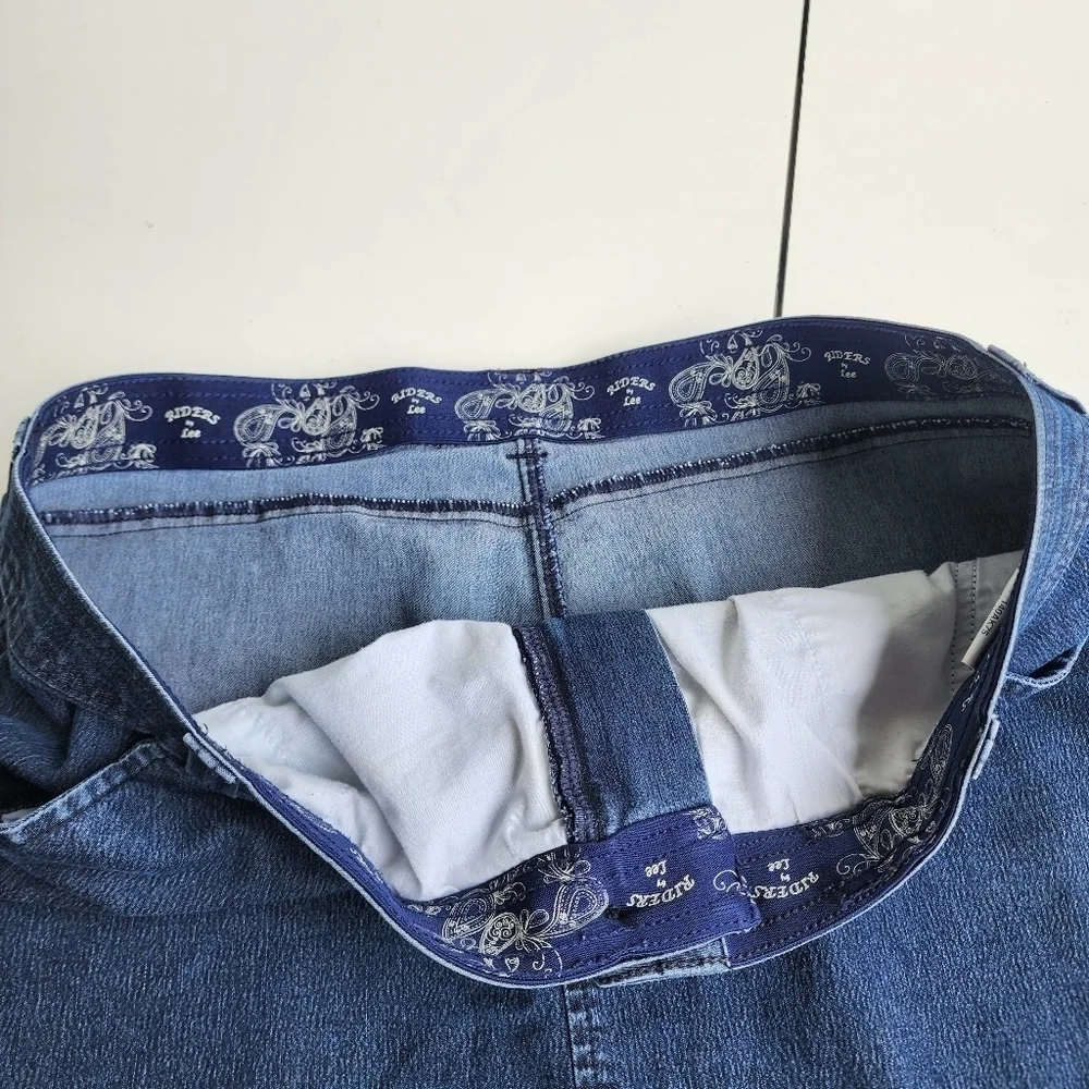 Riders by Lee Denim Jean Skirt Women's Blue Sz 18 Medium Cargo Pockets Stretch